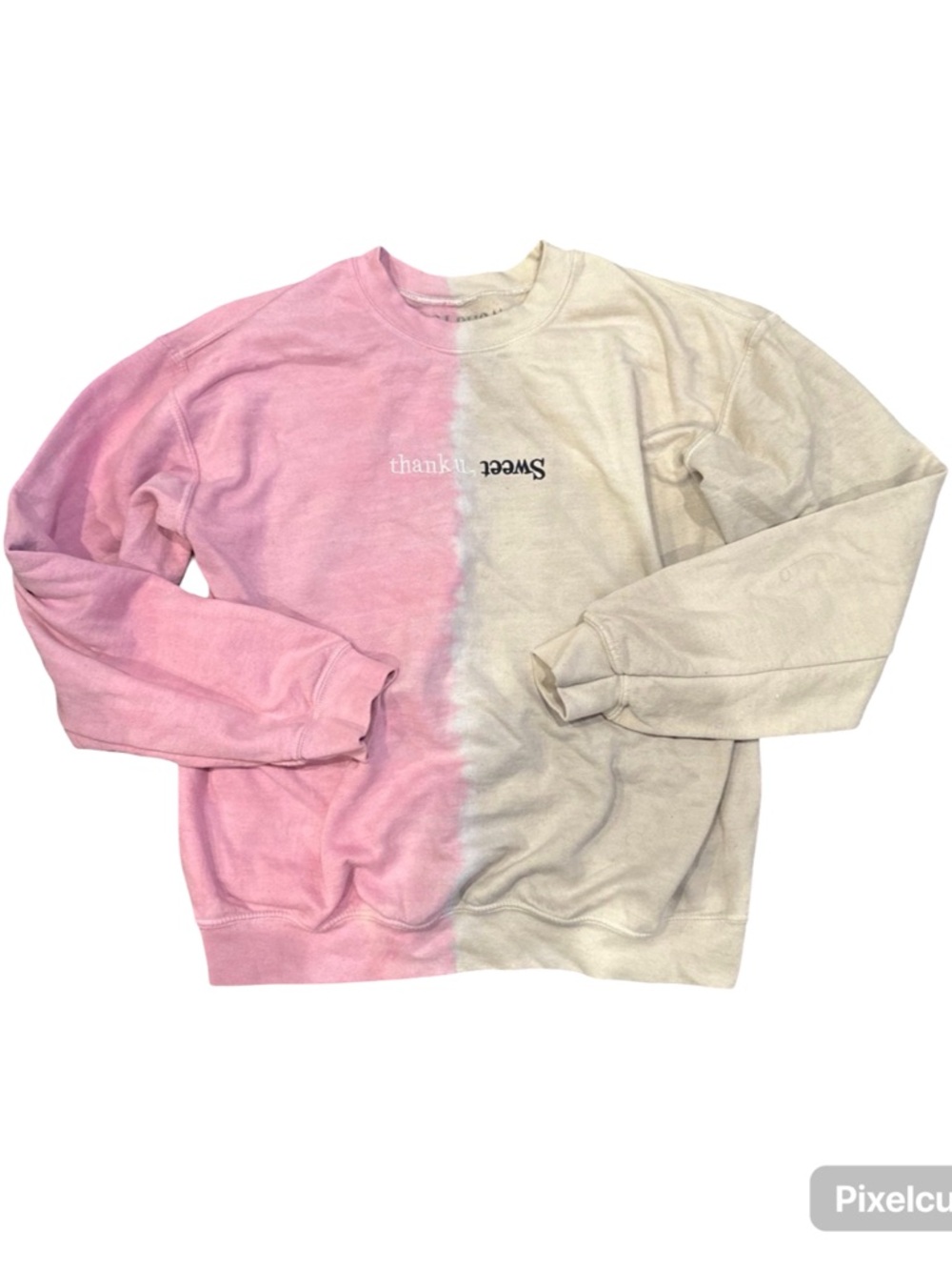 Ariana Grande Merch Sweetener Tour Pink and Cream Split-Dye Crewneck Sweater